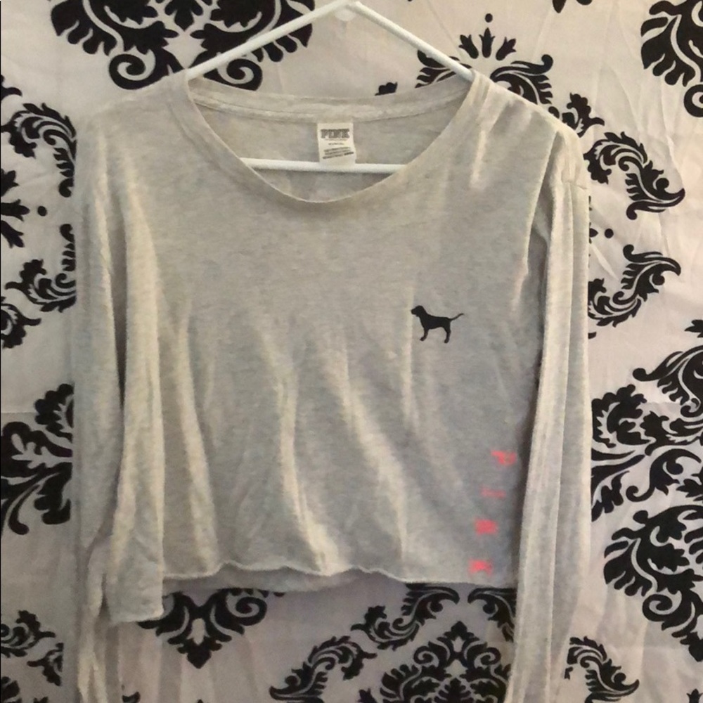 Pink long sleeve crop shirt